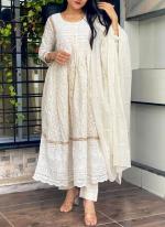 Chikankari White Casual Wear Embroidery Work Readymade Kurti Set